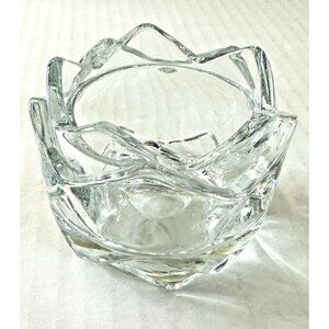 Rose Lead Crystal Glass Votive Tea Light Candle Holder Thick Clear 2.75” Diamete